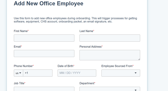 new office employee form